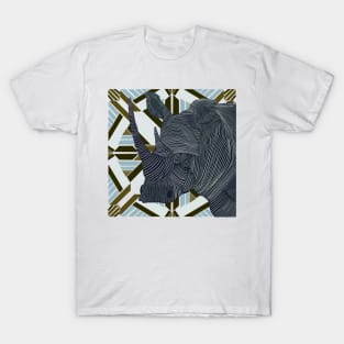 African White Rhino on Abstract Geometric Pattern T-Shirt